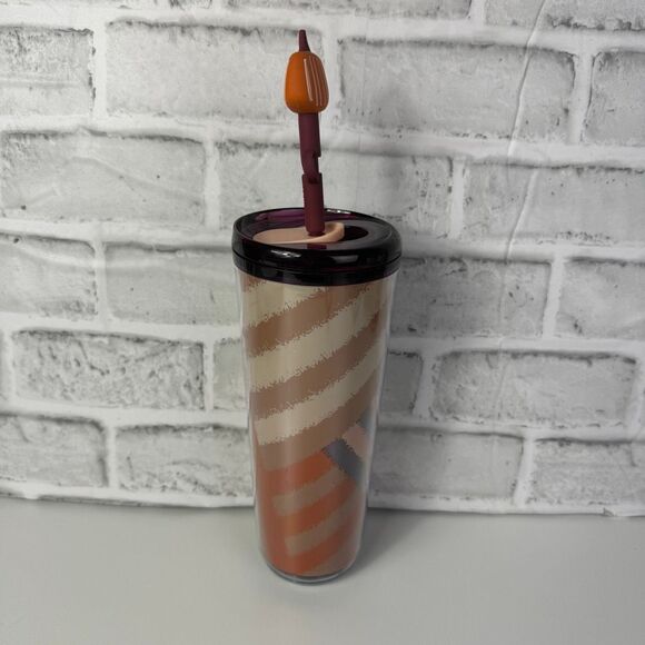 Starbucks Veni Fall Cold Cup Pumpkin Straw Topper - Picture 4 of 7